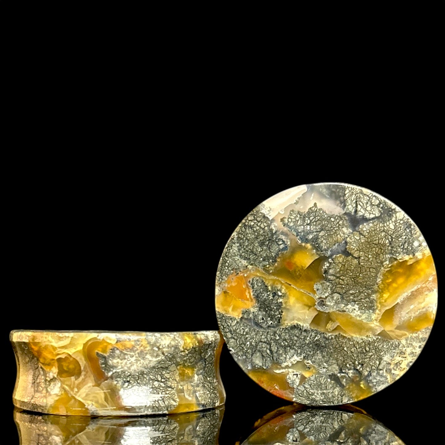 1 3/8" / 35mm Marcasite In Agate