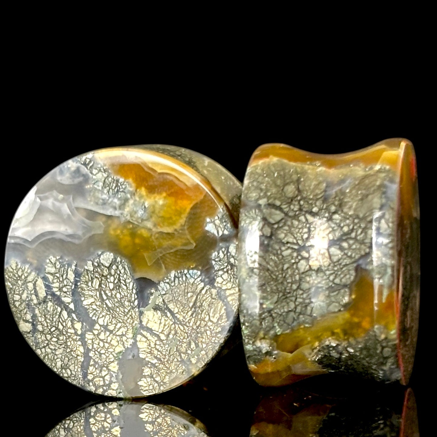 3/4” / 19mm Marcasite In Brown Agate