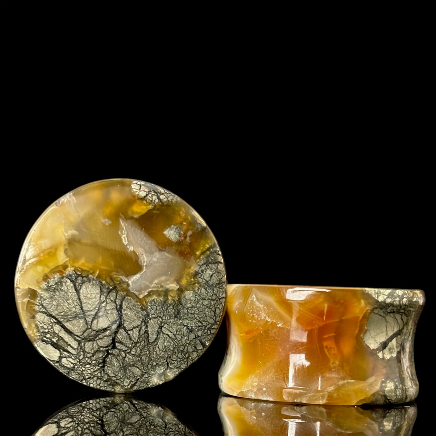 7/8” / 22mm Marcasite in Brown Agate