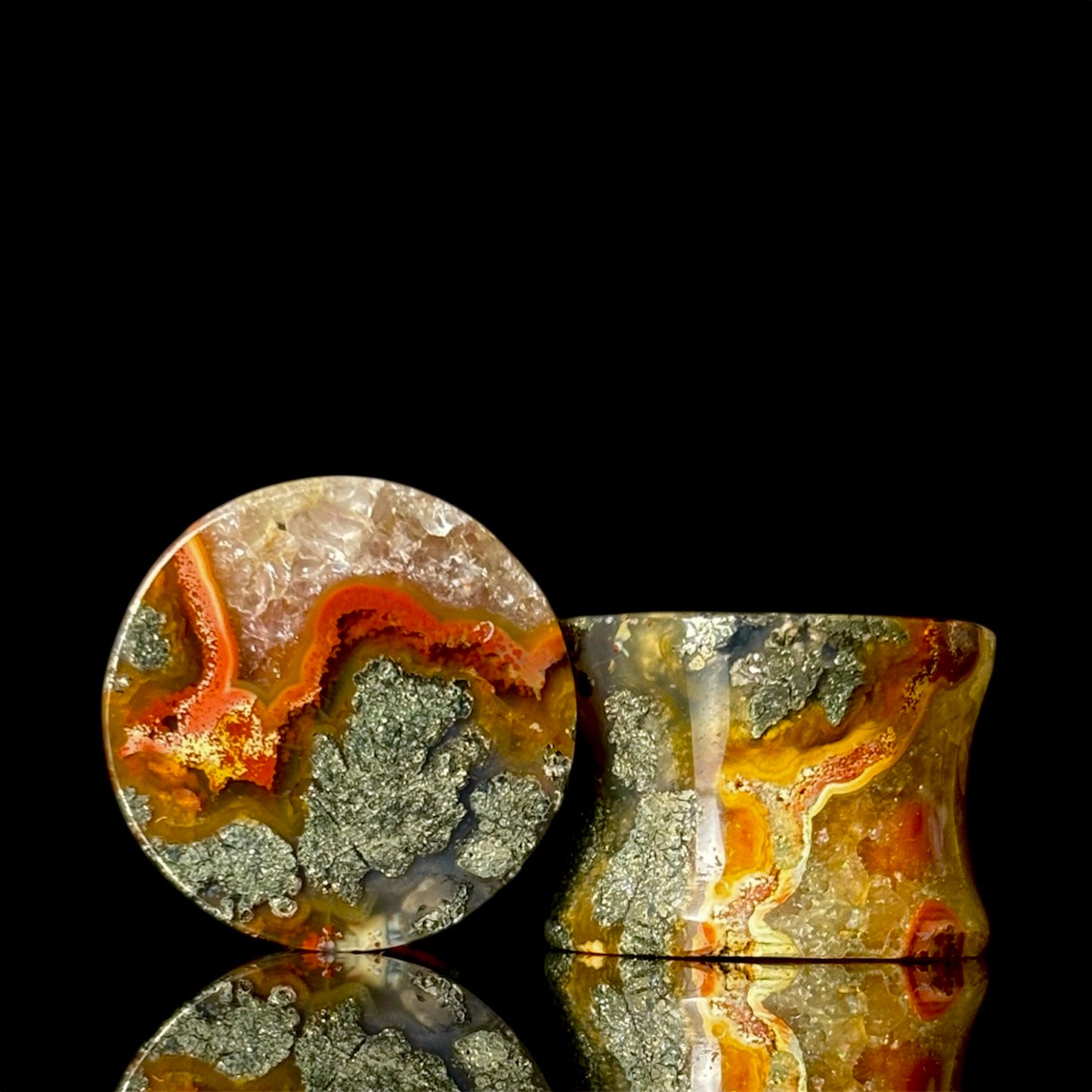 5/8” / 16mm Red Marcasite In Agate