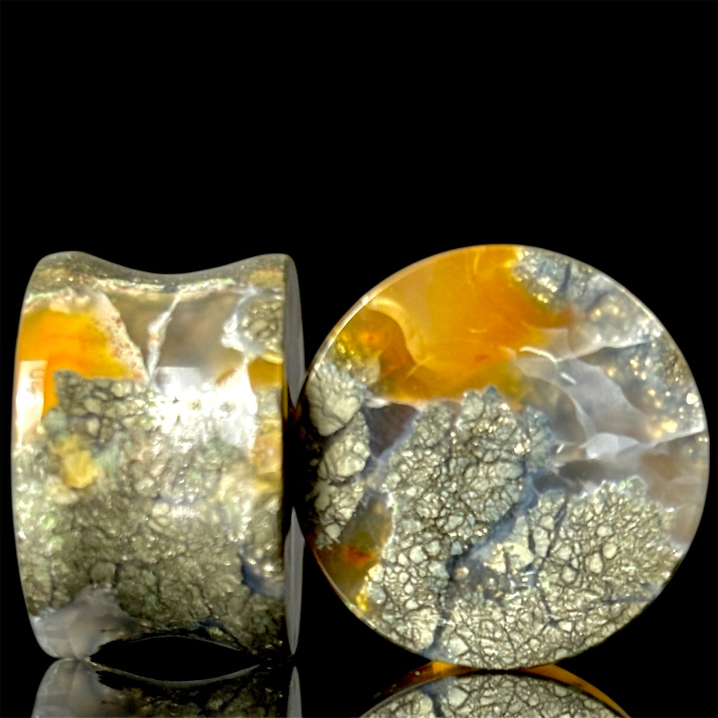 3/4” / 19mm Marcasite In Brown Agate