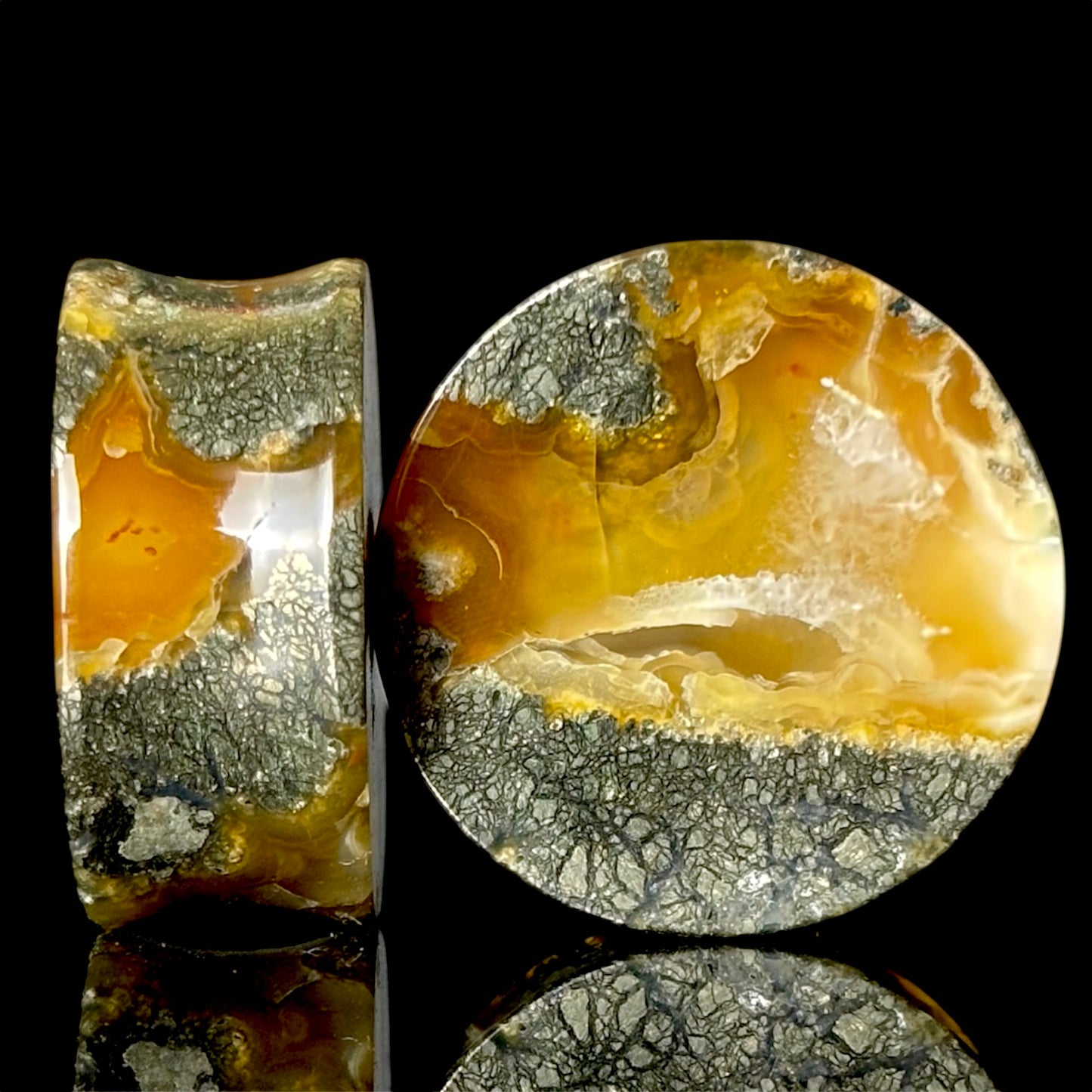 1 1/8” (28mm) marcasite in agate