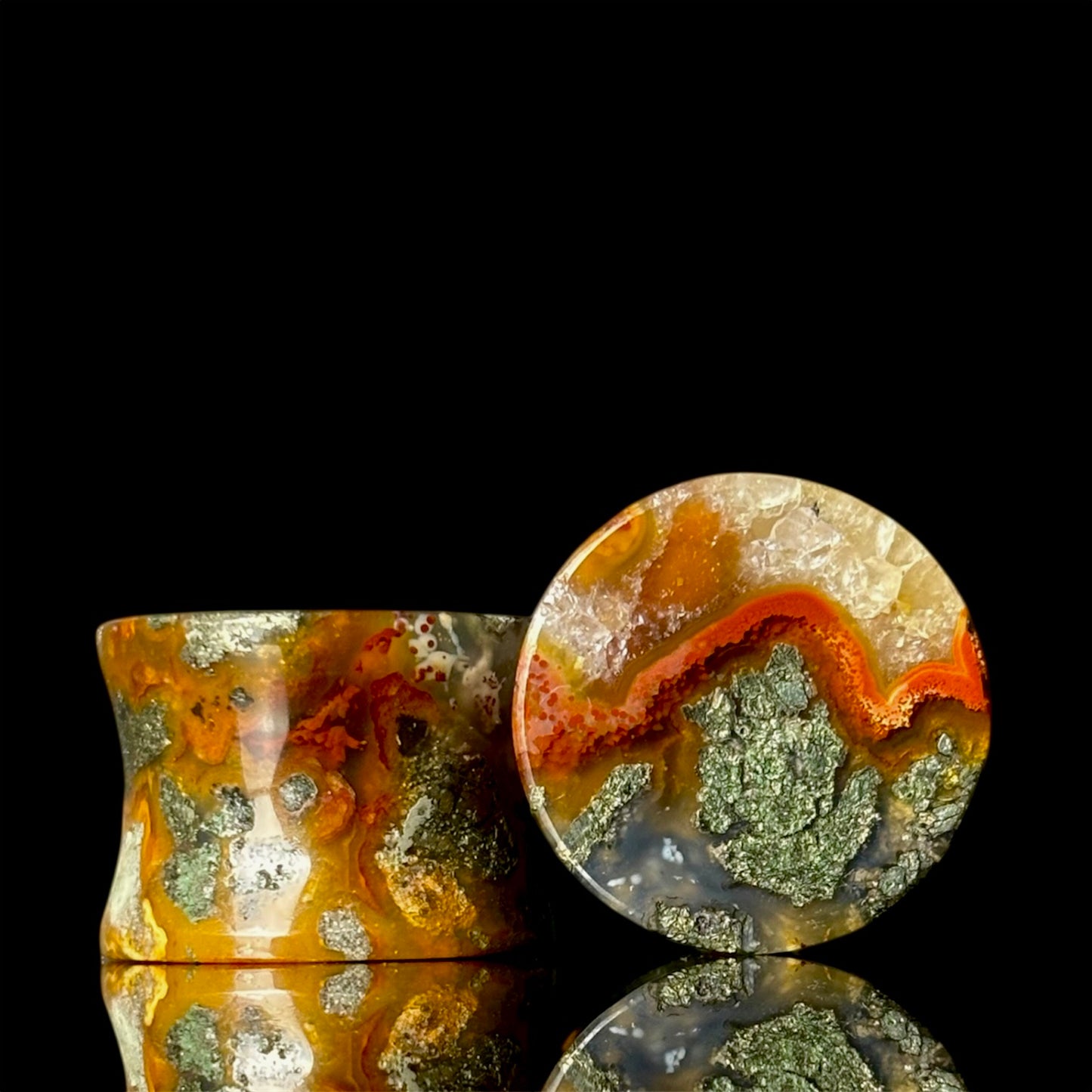 5/8” / 16mm Red Marcasite In Agate