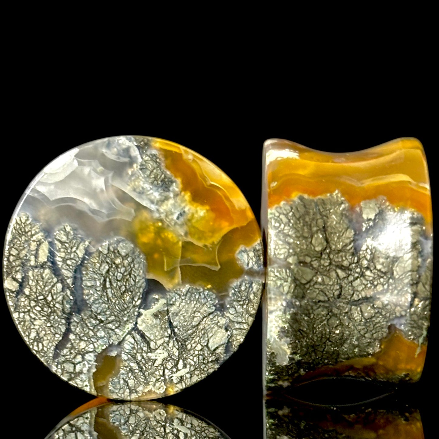 3/4” / 19mm Marcasite In Brown Agate