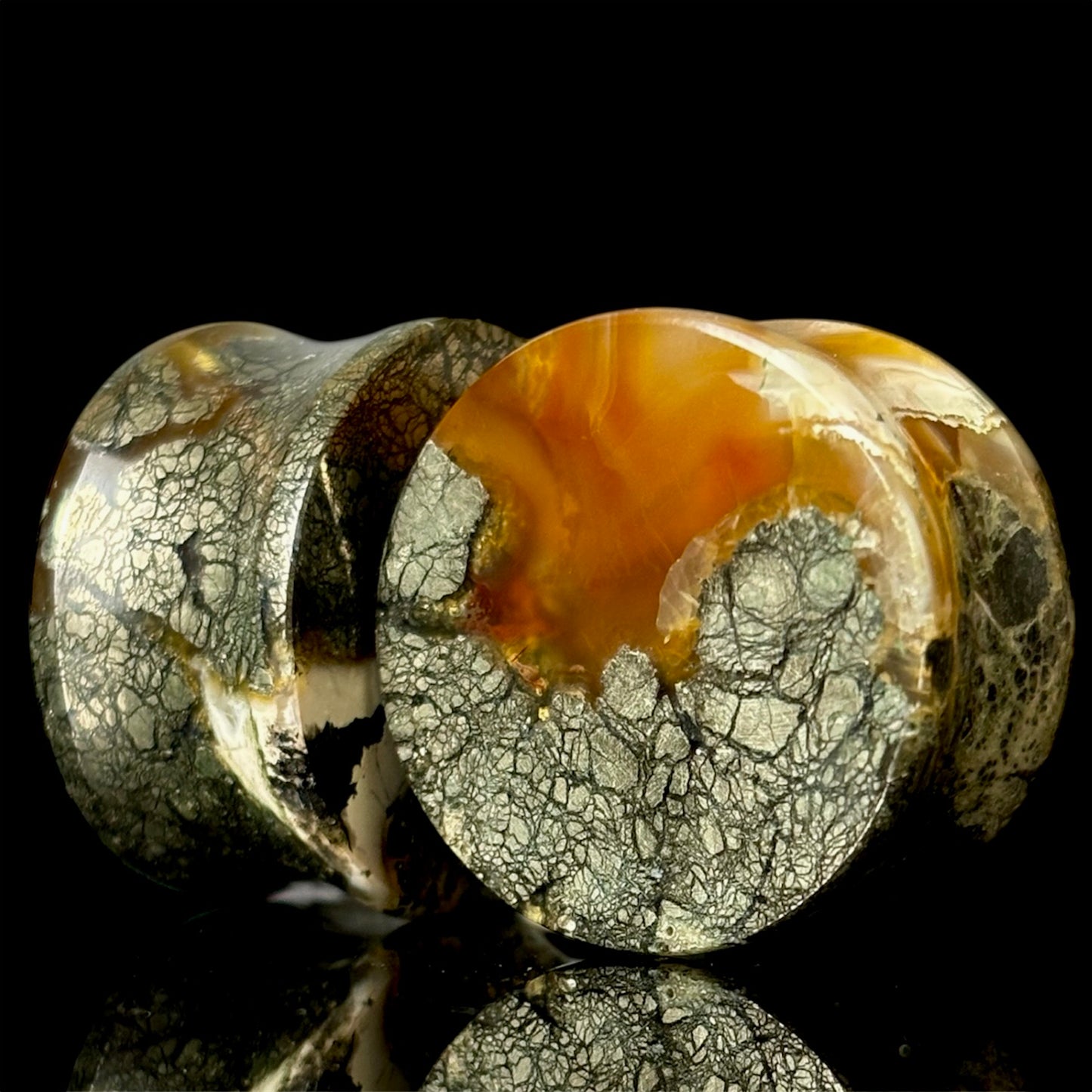 7/8” / 22mm Marcasite in Brown Agate