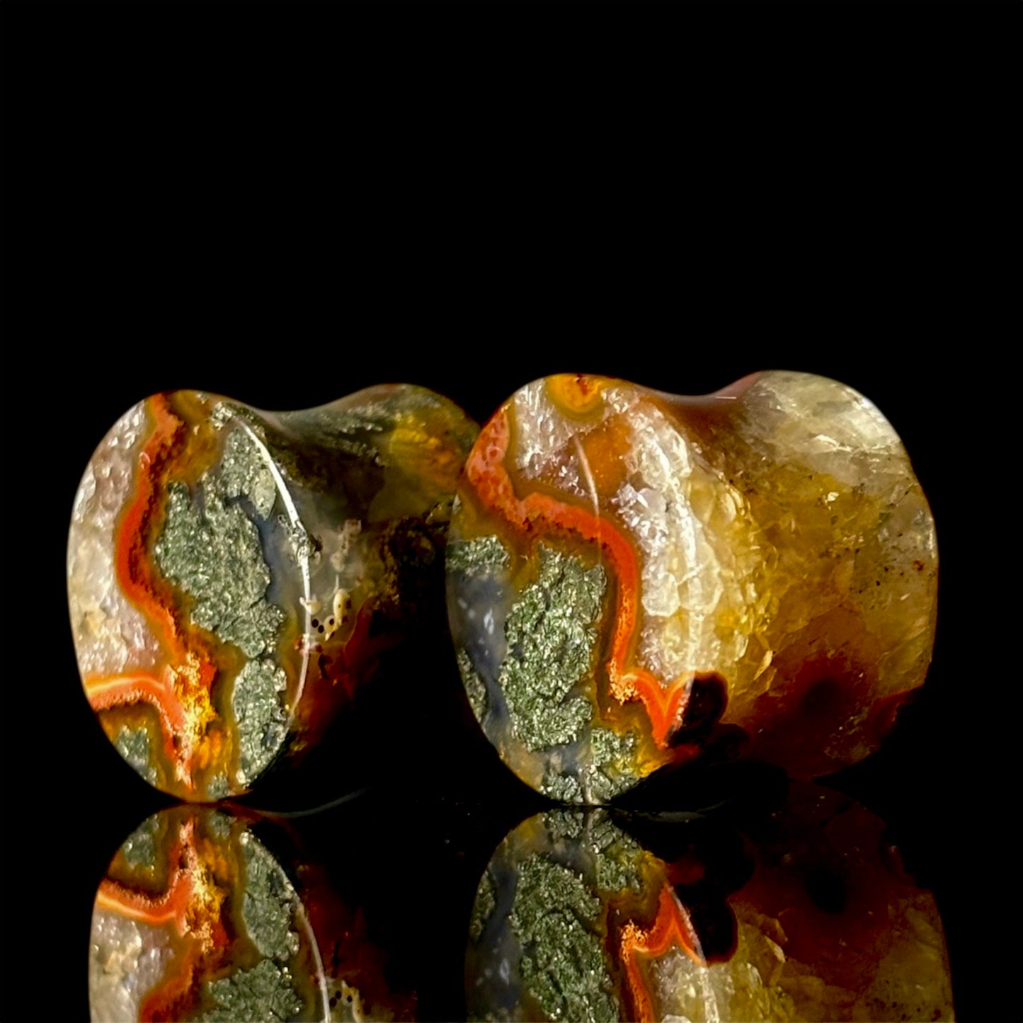 5/8” / 16mm Red Marcasite In Agate