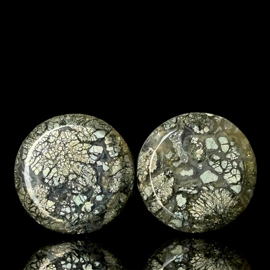 7/16” / 11mm Marcasite In Agate single Flare