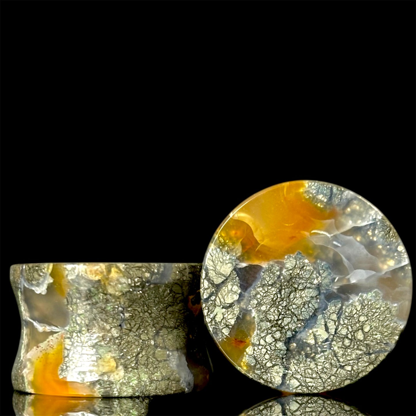 3/4” / 19mm Marcasite In Brown Agate