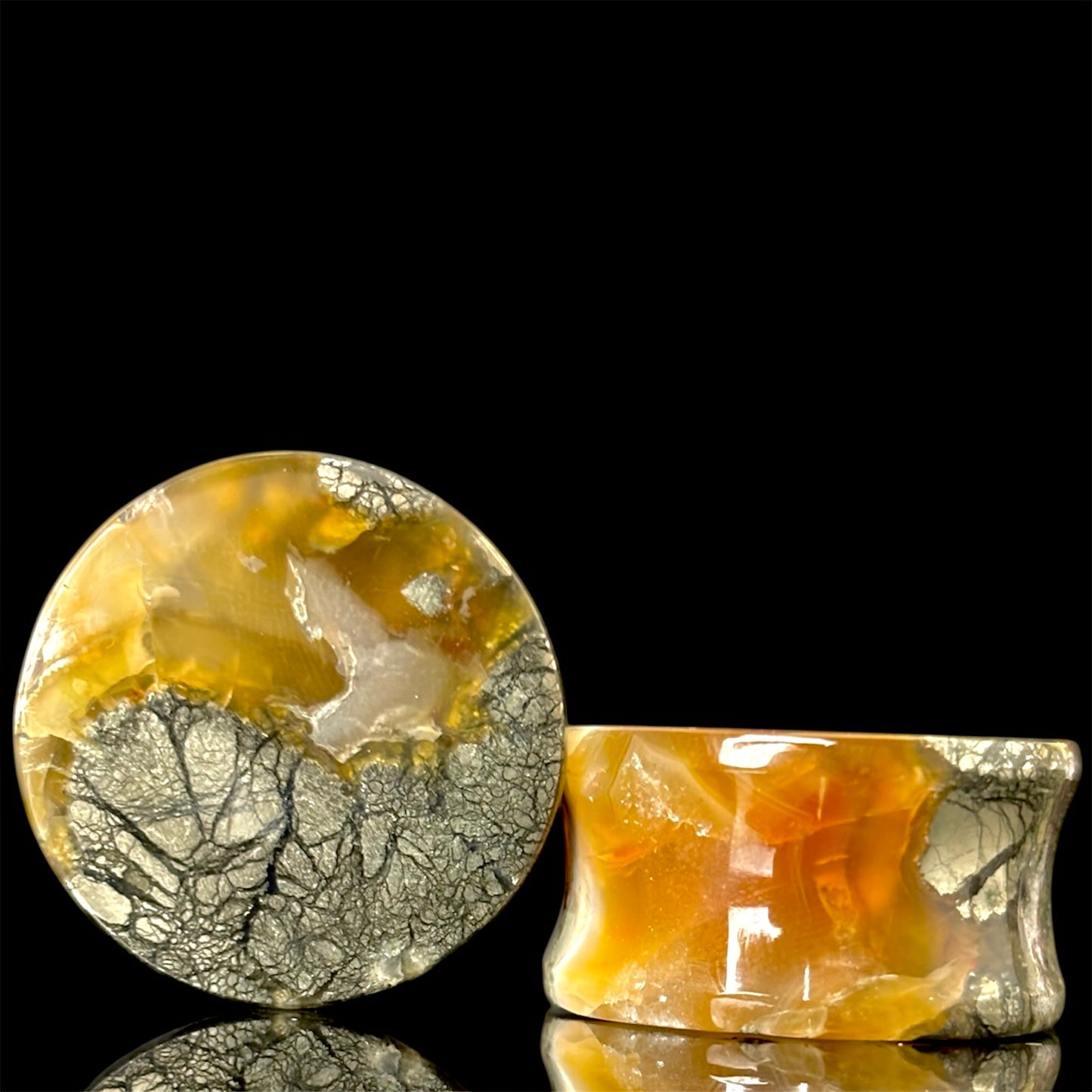 3/4” / 19mm Marcasite In Brown Agate