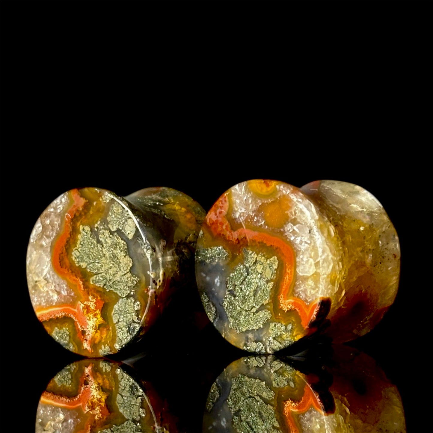 5/8” / 16mm Red Marcasite In Agate