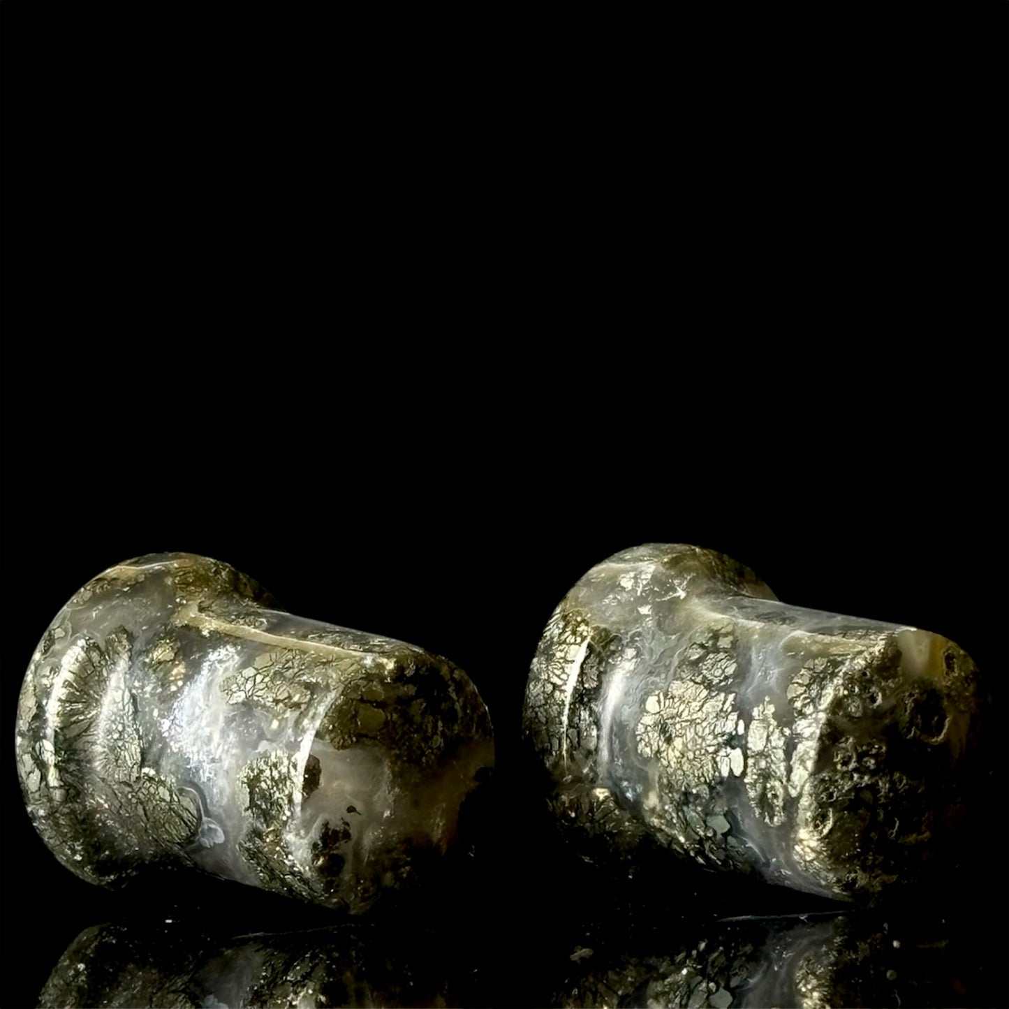 7/16” / 11mm Marcasite In Agate single Flare
