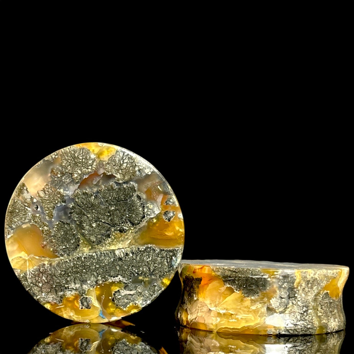 1 3/8" / 35mm Marcasite In Agate