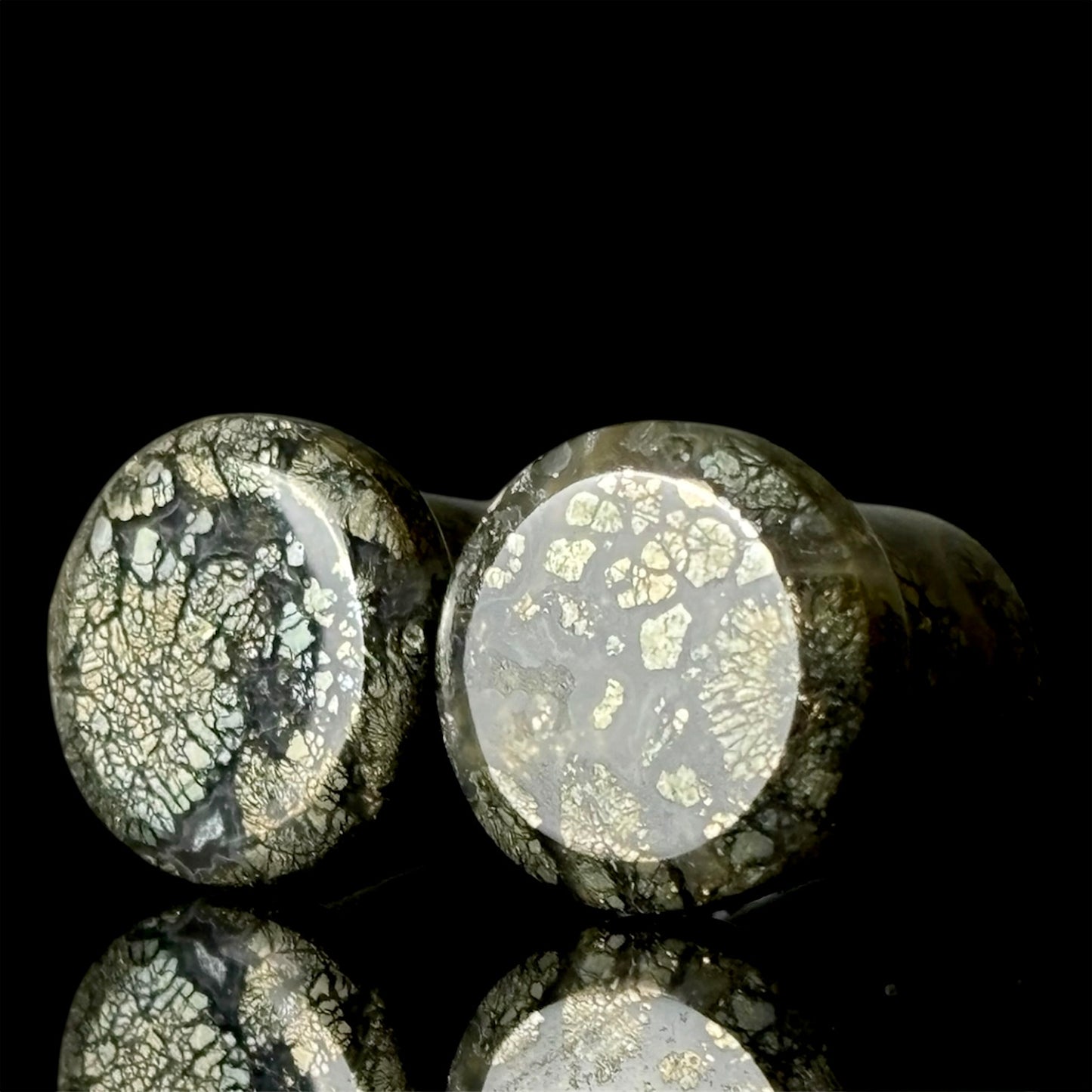 7/16” / 11mm Marcasite In Agate single Flare