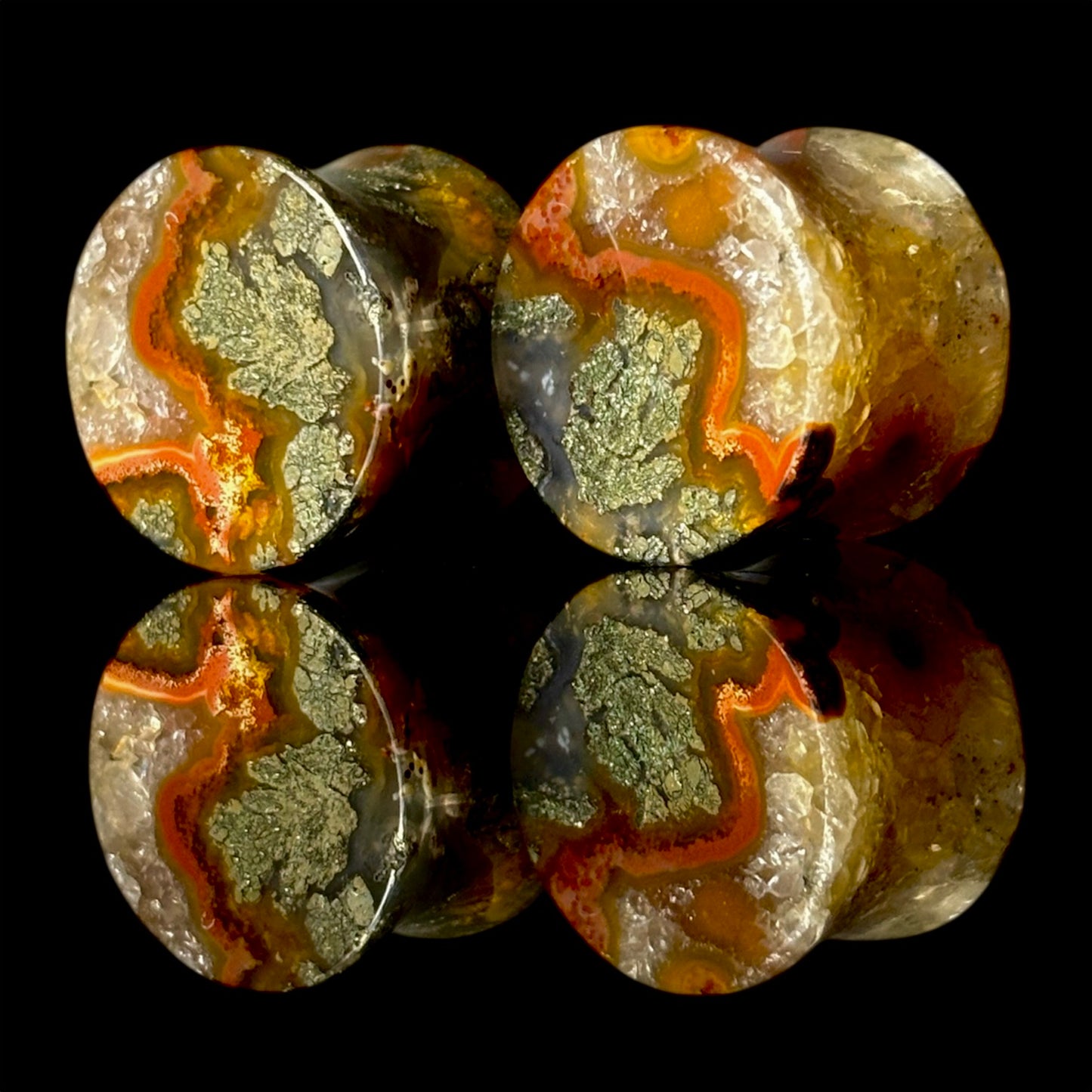 5/8” / 16mm Red Marcasite In Agate