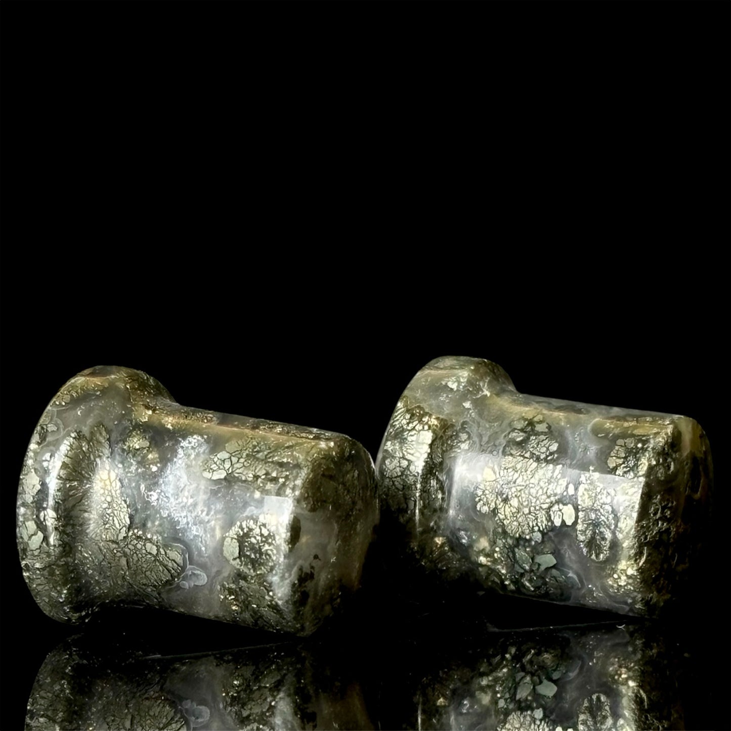 7/16” / 11mm Marcasite In Agate single Flare