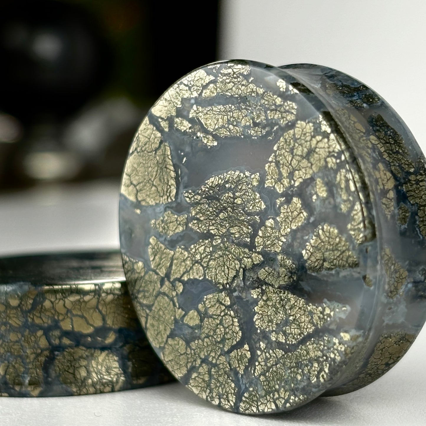 Marcasite in Agate 1 1/4" (32mm)