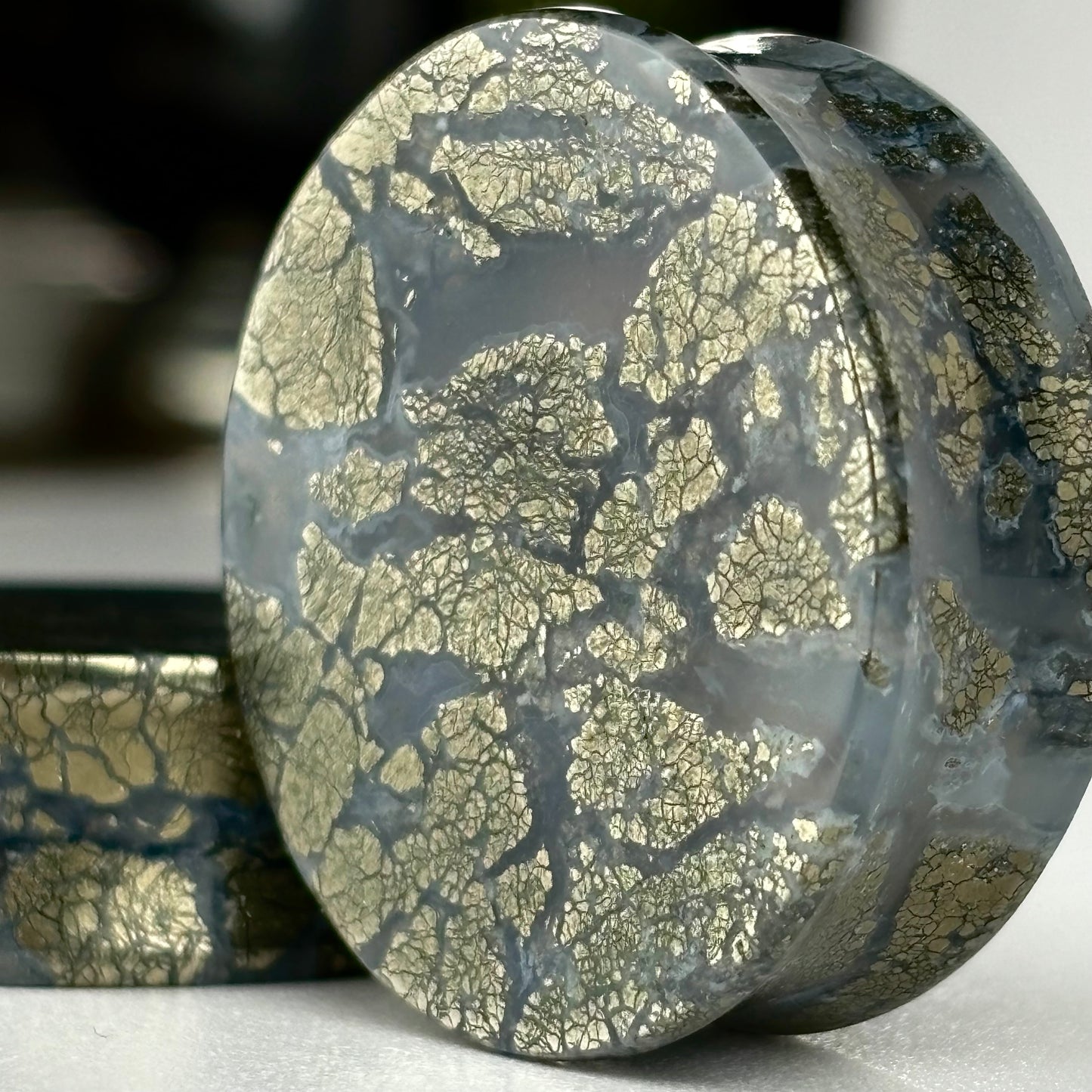Marcasite in Agate 1 1/4" (32mm)