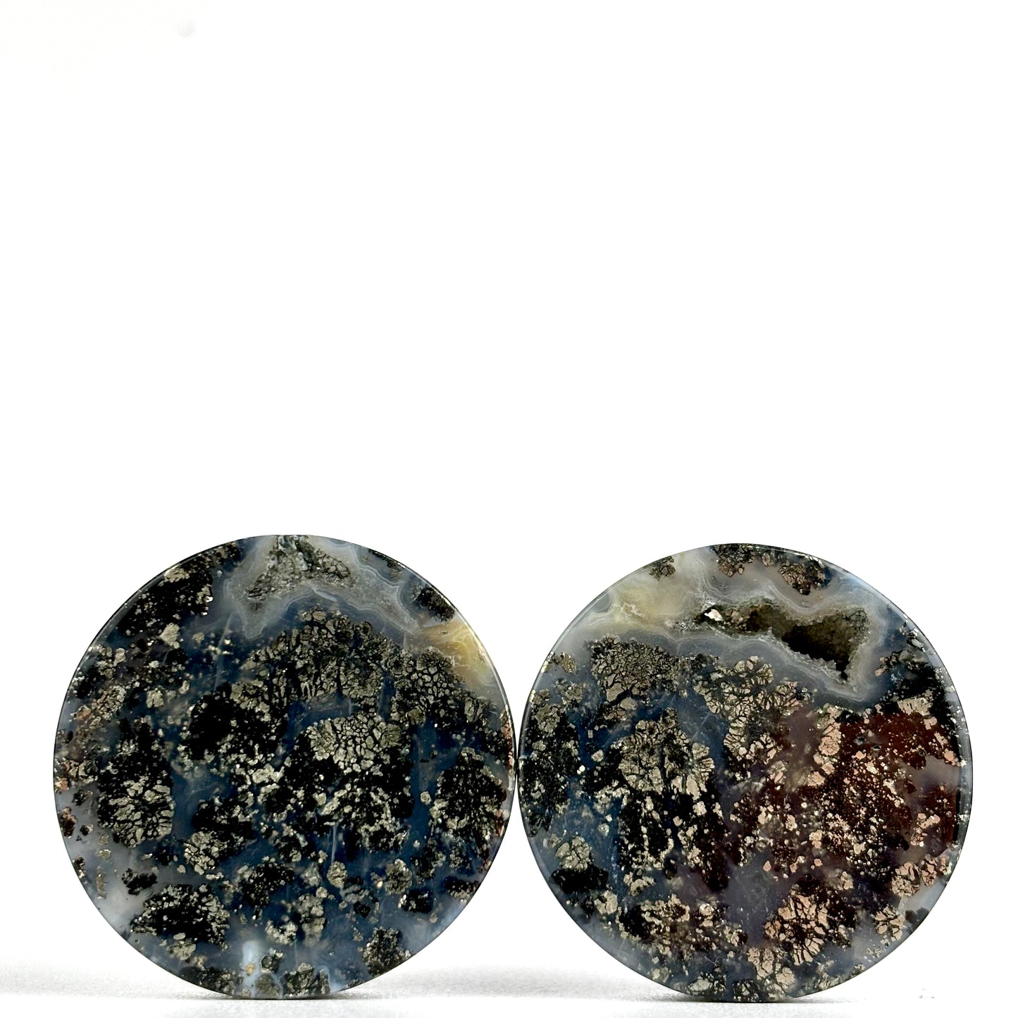 Marcasite in agate 1  5/8" (41mm)