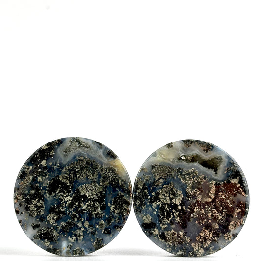 Marcasite in agate 1  5/8" (41mm)