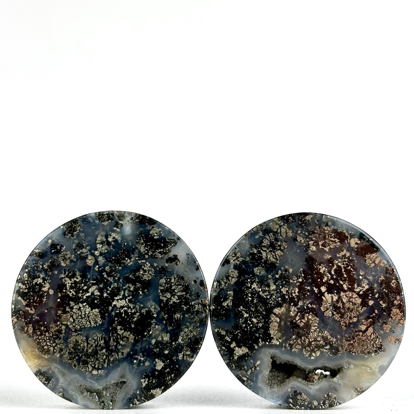 Marcasite in agate 1  5/8" (41mm)
