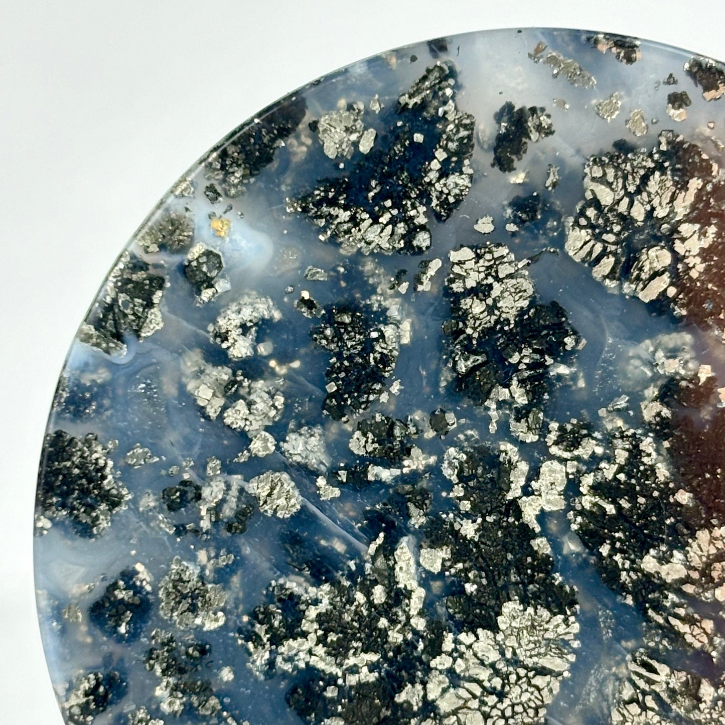 Marcasite in agate 1  5/8" (41mm)