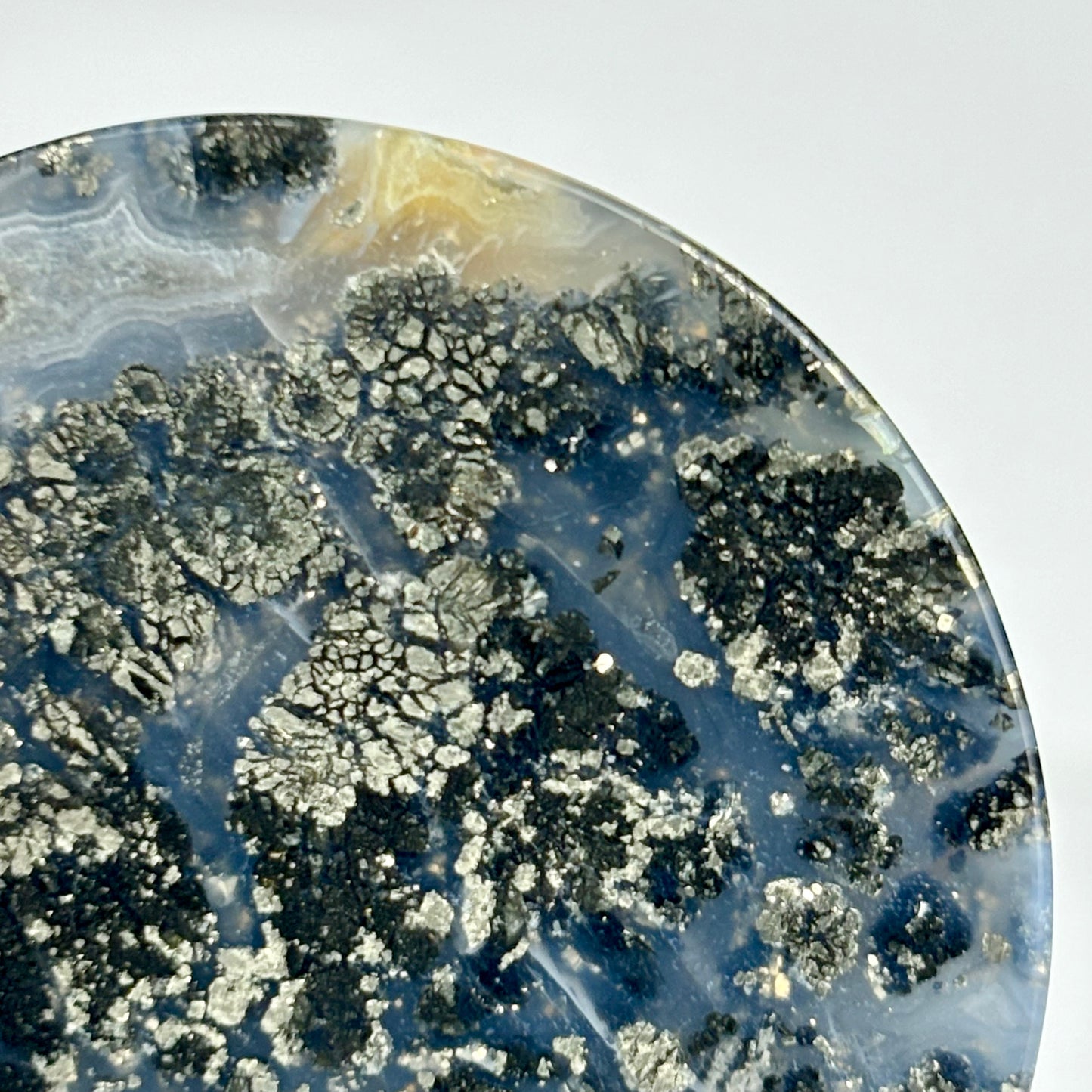 Marcasite in agate 1  5/8" (41mm)