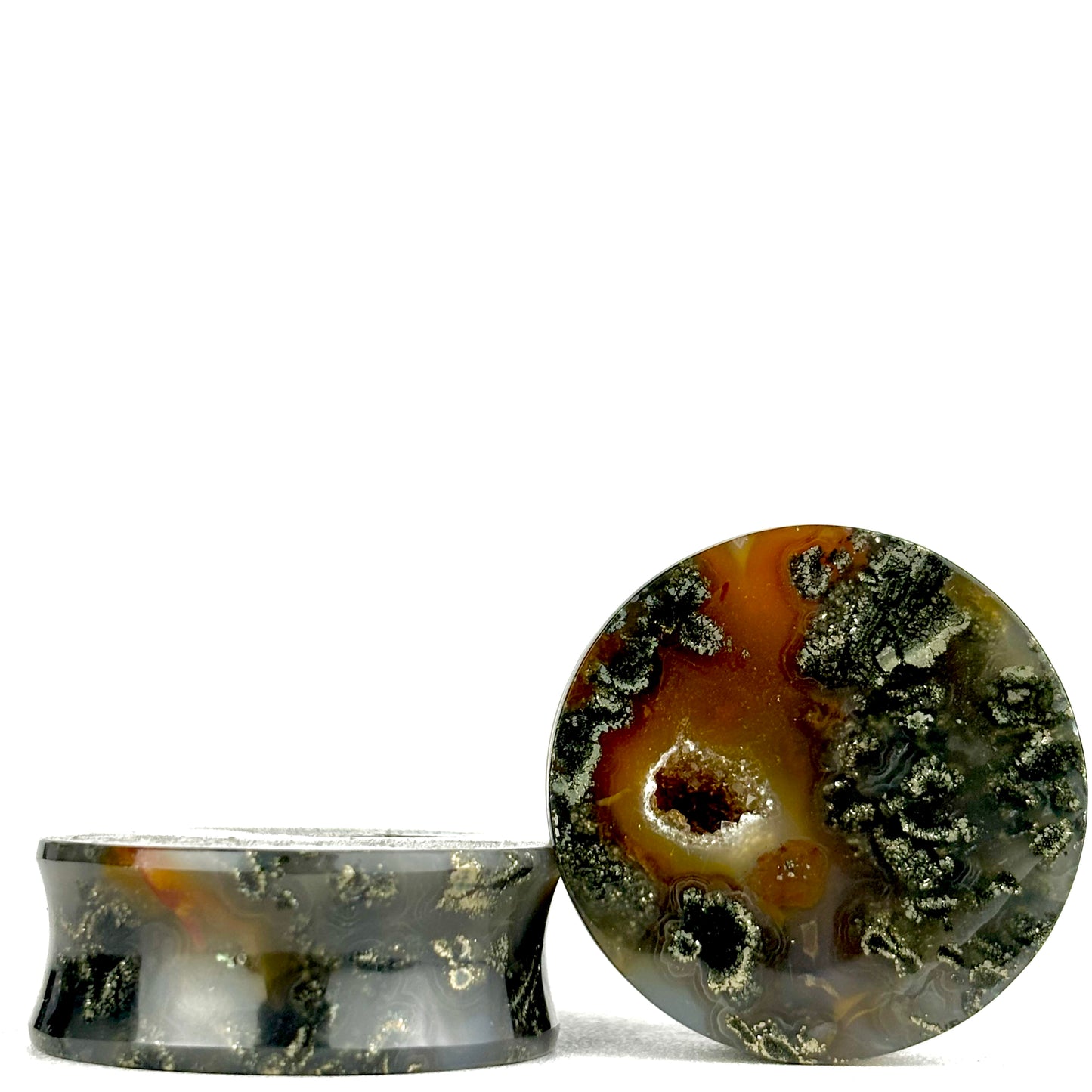 marcasite in agate 1 1/4" (32mm)