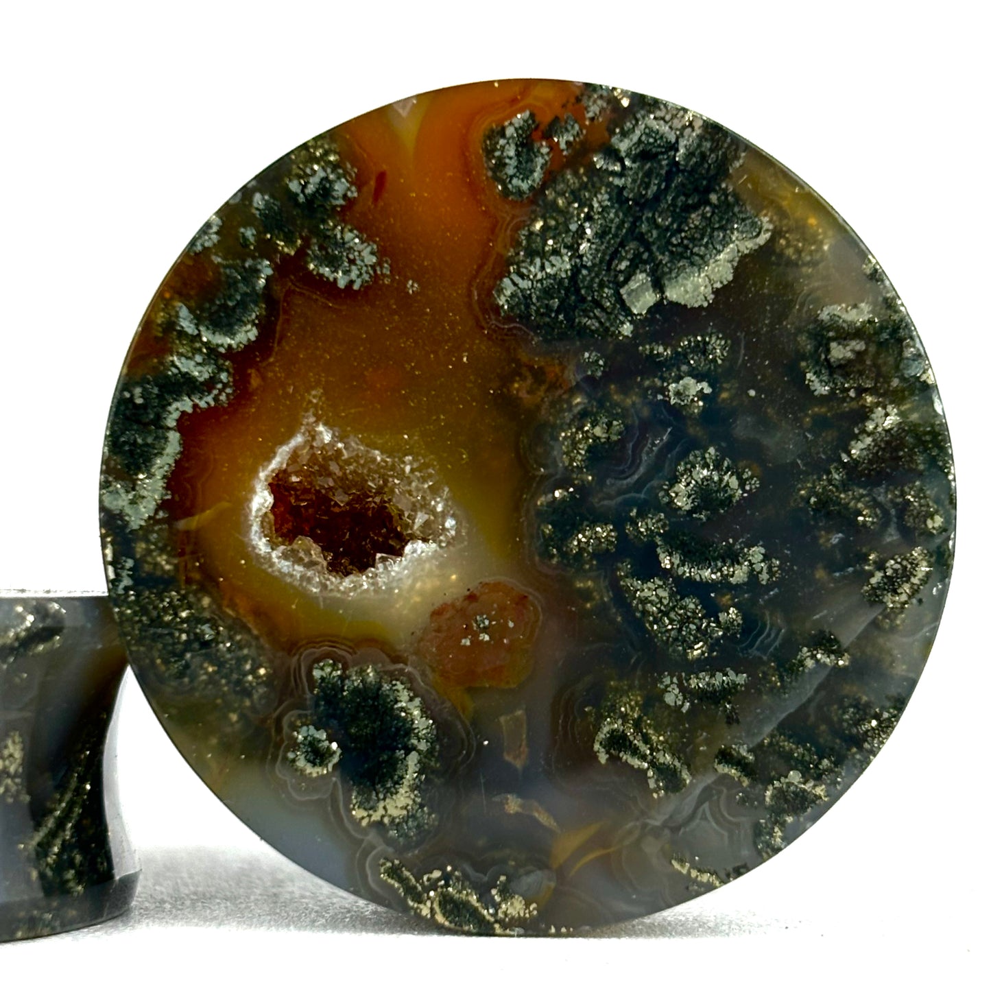 marcasite in agate 1 1/4" (32mm)
