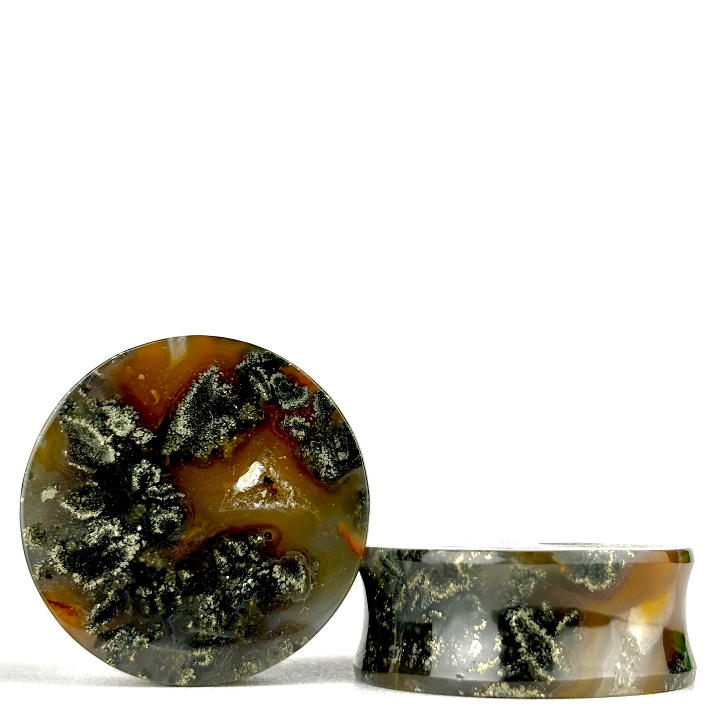 marcasite in agate 1 1/4" (32mm)