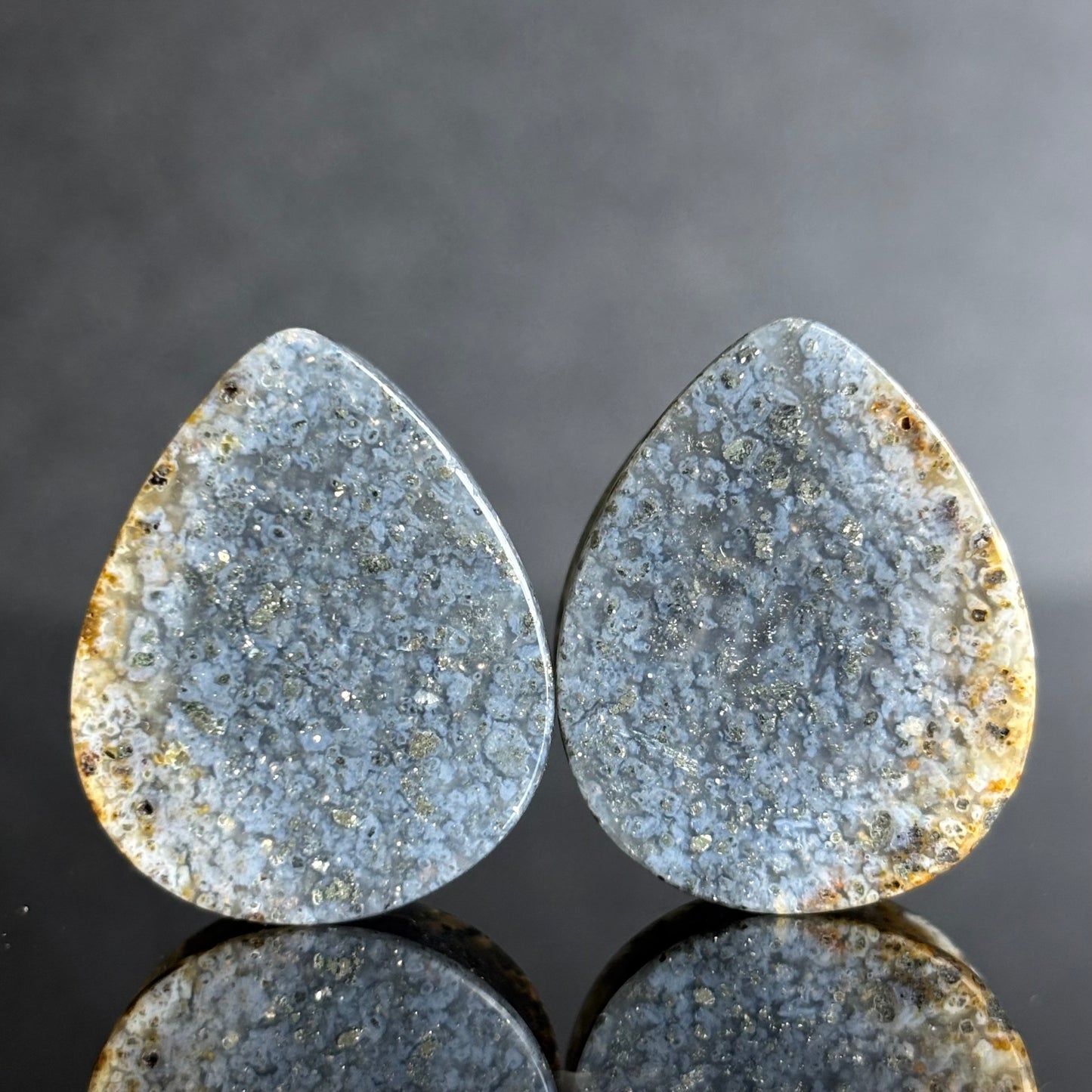 1" / 25mm Marcsite in Agate teardrops