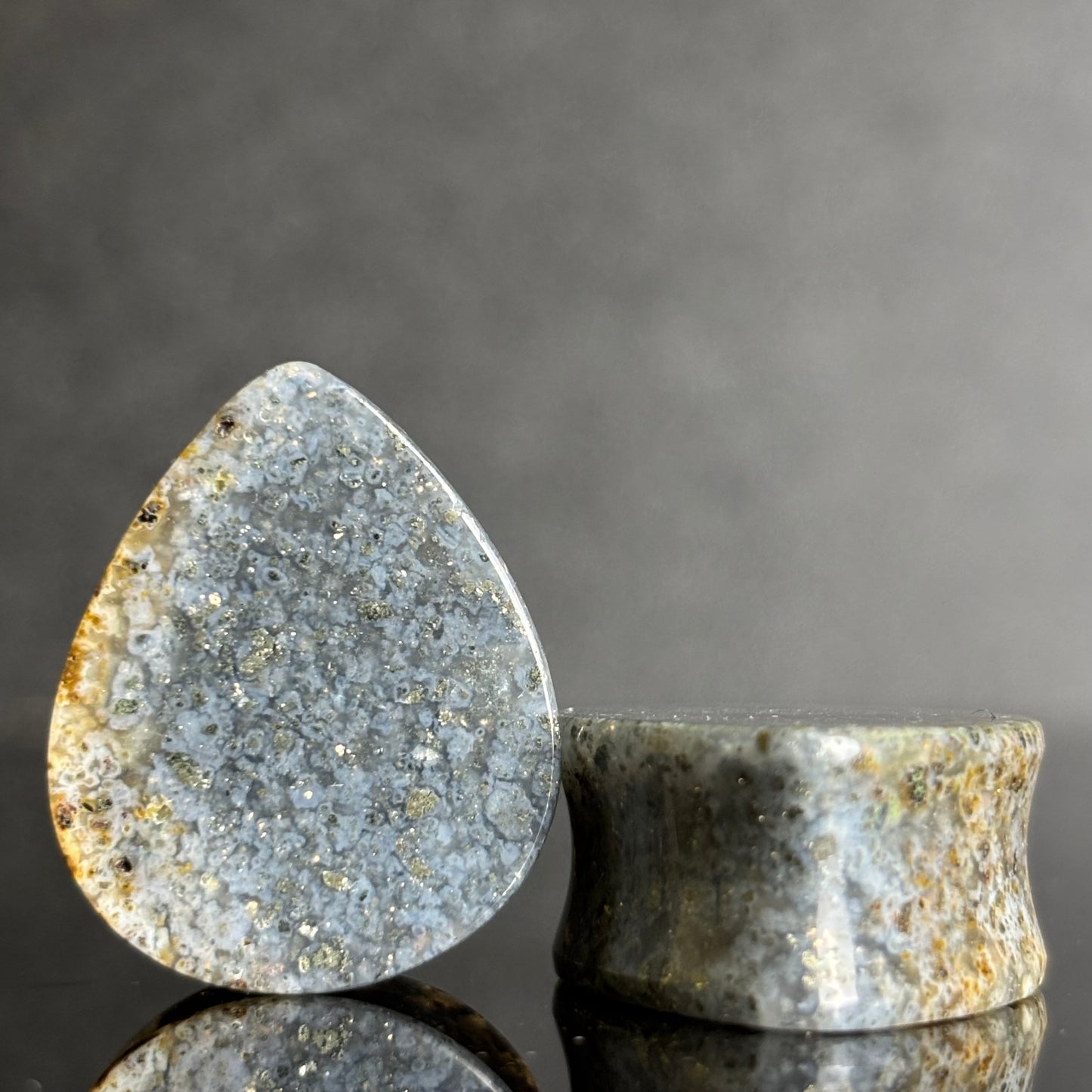 1" / 25mm Marcsite in Agate teardrops