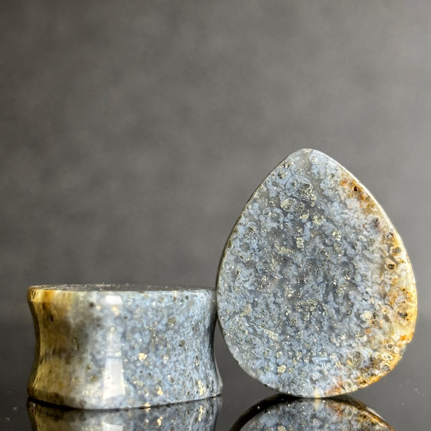 1" / 25mm Marcsite in Agate teardrops