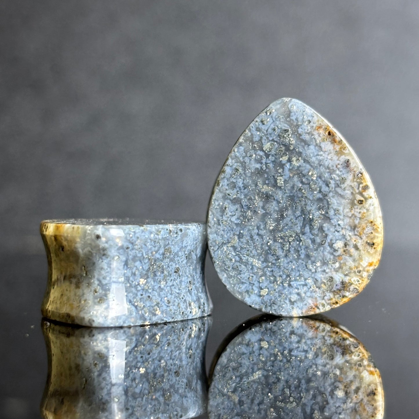 1" / 25mm Marcsite in Agate teardrops